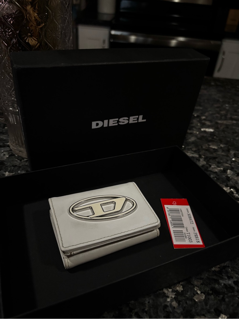 Diesel White Leather Trifold Wallet